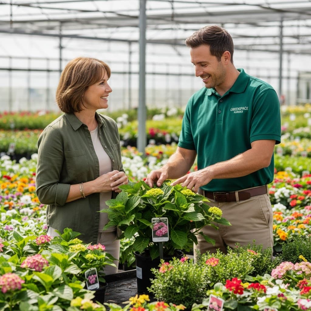 Staff assisting nursery customers